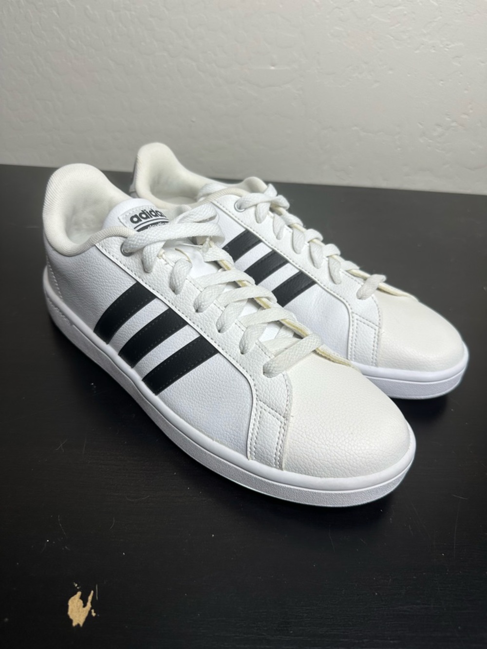 adidas White Sneakers with Black Three-Stripes